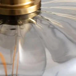 Lindby hanglamp Hildur, 6-lamps, rookgrijs, glas