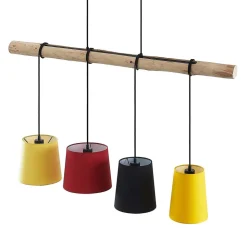 Lindby hanglamp Hinai, zwart/rood/geel, textiel, 116cm