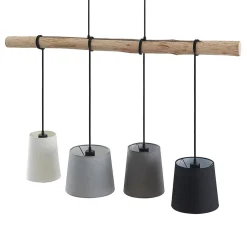 Lindby hanglamp Hinai, zwart/grijs/wit, textiel, 116cm