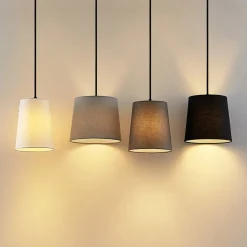 Lindby hanglamp Hinai, zwart/grijs/wit, textiel, 116cm