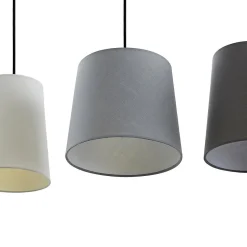 Lindby hanglamp Hinai, zwart/grijs/wit, textiel, 116cm