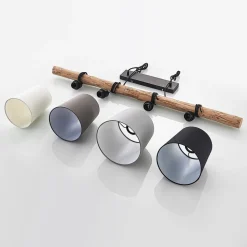 Lindby hanglamp Hinai, zwart/grijs/wit, textiel, 116cm