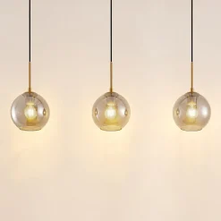 Lindby hanglamp Hiwana, rookgrijs, glas, 3-lamps