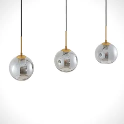 Lindby hanglamp Hiwana, rookgrijs, glas, 3-lamps