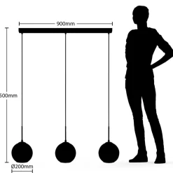 Lindby hanglamp Hiwana, rookgrijs, glas, 3-lamps