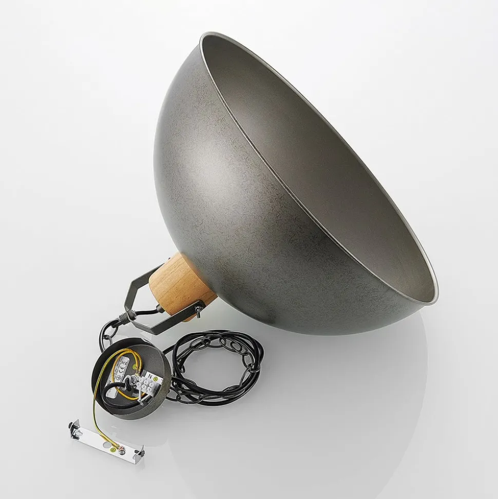 Lindby hanglamp Holgar, groen, hout, metaal, Ø 45 cm, E27