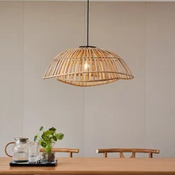 Lindby hanglamp Ilajus, Ø 62 cm, bamboe, E27