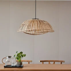 Lindby hanglamp Ilajus, Ø 62 cm, bamboe, E27