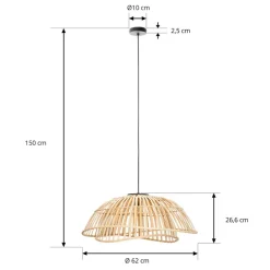 Lindby hanglamp Ilajus, Ø 62 cm, bamboe, E27