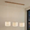 Lindby hanglamp Imarin, 3-lamps, wit, textiel, 100cm