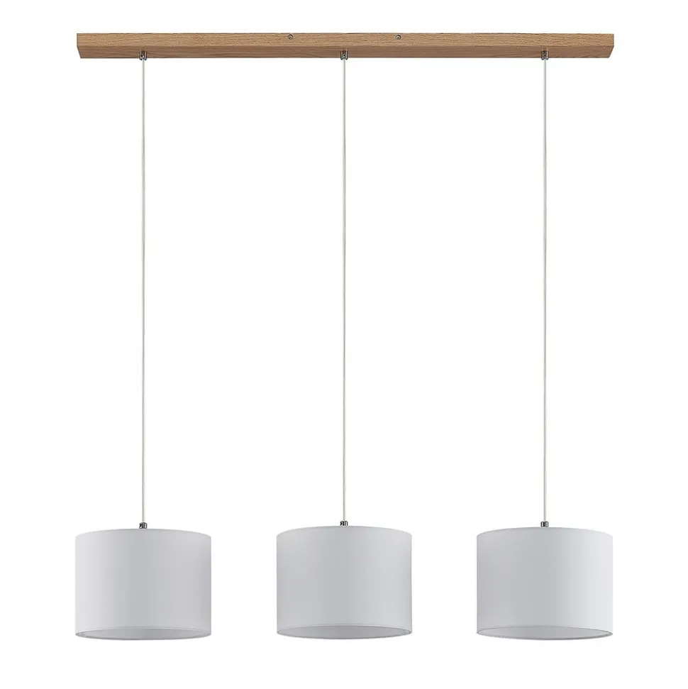 Lindby hanglamp Imarin, 3-lamps, wit, textiel, 100cm