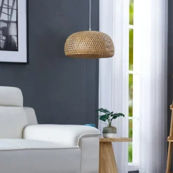 Lindby hanglamp Jadwiga, Ø 45 cm, bamboe, E27