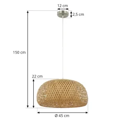 Lindby hanglamp Jadwiga, Ø 45 cm, bamboe, E27