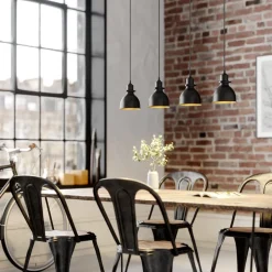 Lindby hanglamp Jasminka, zwart/goud, metaal, 4-lamps.