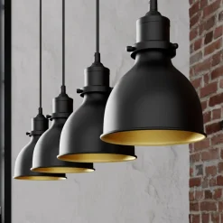 Lindby hanglamp Jasminka, zwart/goud, metaal, 4-lamps.