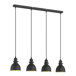 Lindby hanglamp Jasminka, zwart/goud, metaal, 4-lamps.
