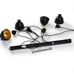 Lindby hanglamp Jasminka, zwart/goud, metaal, 4-lamps.