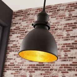 Lindby hanglamp Jasminka, zwart/goud, metaal, 1-lamp.