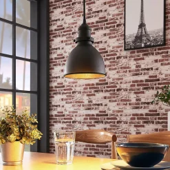 Lindby hanglamp Jasminka, zwart/goud, metaal, 1-lamp.