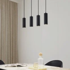 Lindby hanglamp Joffrey, 76 cm, zwart, 4-lamps, GU10