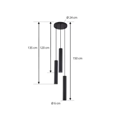 Lindby hanglamp Joffrey, Ø 24 cm, zwart, 3-lamps, GU10