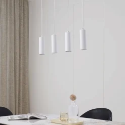 Lindby hanglamp Joffrey, 76 cm, wit, 4-lamps, GU10