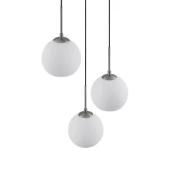 Lindby hanglamp Jurian, Ø 32 cm, 3-lamps, nikkel/opaal, glas