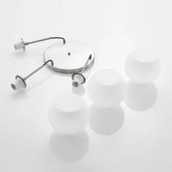 Lindby hanglamp Jurian, Ø 32 cm, 3-lamps, nikkel/opaal, glas