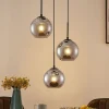 Lindby hanglamp Jurian, 32 cm, 3-lamps, zwart/rook, glas