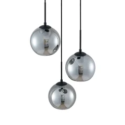 Lindby hanglamp Jurian, 32 cm, 3-lamps, zwart/rook, glas