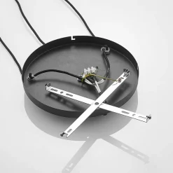 Lindby hanglamp Jurian, 32 cm, 3-lamps, zwart/rook, glas