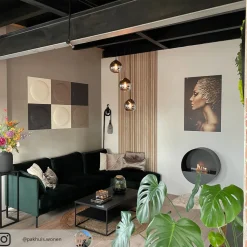 Lindby hanglamp Jurian, 32 cm, 3-lamps, zwart/rook, glas