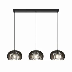 Lindby hanglamp Jusra, zwart, metaal, 3-lamps, 99cm
