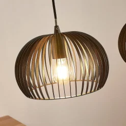 Lindby hanglamp Jusra, zwart, metaal, 3-lamps, 99cm