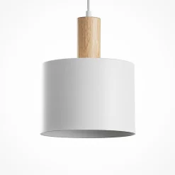 Lindby hanglamp Kadir, 73 cm, 3-lamps, wit, hout