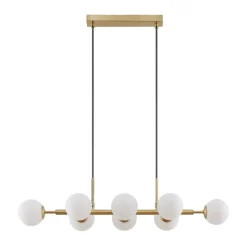 Lindby hanglamp Kiamo, 83 cm, messing, wit, glas, G9