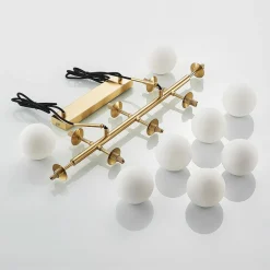 Lindby hanglamp Kiamo, 83 cm, messing, wit, glas, G9