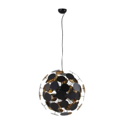 Lindby hanglamp Kinan, Ø 54 cm, zwart, goud, metaal