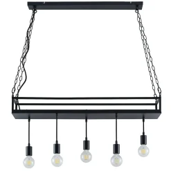 Lindby hanglamp Kirista, 5-lamps, zwart, metaal, 100cm