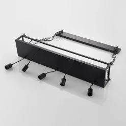 Lindby hanglamp Kirista, 5-lamps, zwart, metaal, 100cm