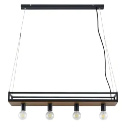Lindby hanglamp Kirista, 4-lamps, zwart, hout, 100 cm