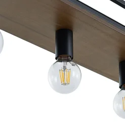 Lindby hanglamp Kirista, 4-lamps, zwart, hout, 100 cm