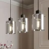 Lindby hanglamp Kourtney, 3-lamps, zwart/grijs, glas, E27