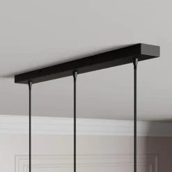 Lindby hanglamp Kourtney, 3-lamps, zwart/grijs, glas, E27