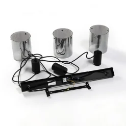 Lindby hanglamp Kourtney, 3-lamps, zwart/grijs, glas, E27