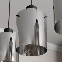 Lindby hanglamp Kourtney, 3-lamps, zwart/grijs, glas, E27