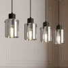 Lindby hanglamp Kourtney, 4-lamps, zwart/grijs, glas, E27