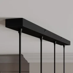 Lindby hanglamp Kourtney, 4-lamps, zwart/grijs, glas, E27