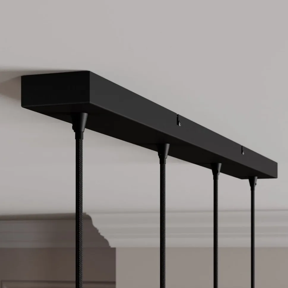 Lindby hanglamp Kourtney, 4-lamps, zwart/grijs, glas, E27