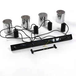 Lindby hanglamp Kourtney, 4-lamps, zwart/grijs, glas, E27